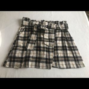 Zara Plaid Belt Tie Mini Skirt Sz XL NWT